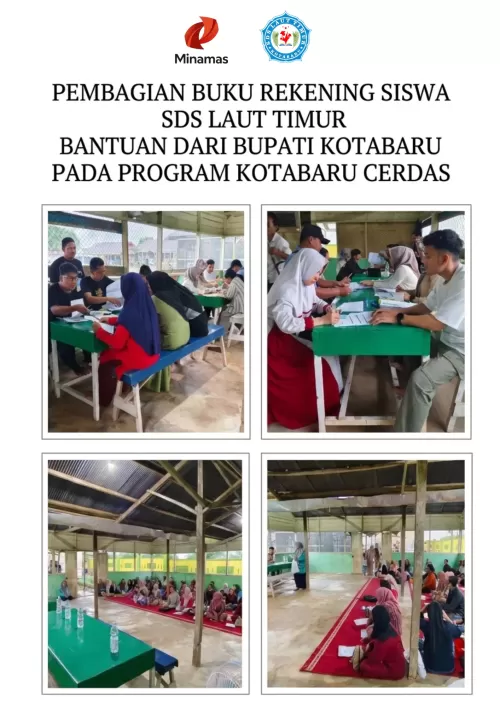 PEMBAGIAN BUKU REKENING SISWA DI SDS LAUT TIMUR BANTUAN DARI